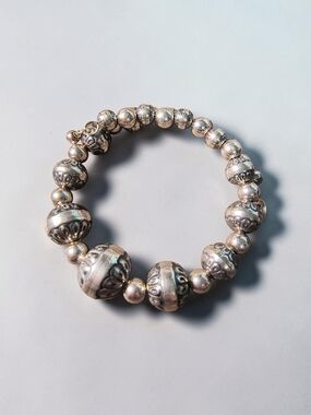 Vintage Carolyn Pollack Sterling Silver Beaded Wrap Bracelet